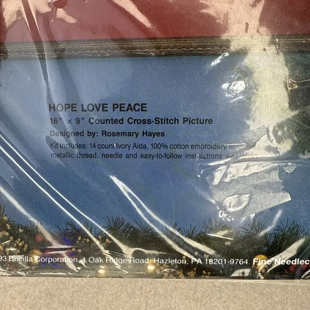 Vintage Bucilla Hope Love Peace Cross Stitch Kit  #83077‎